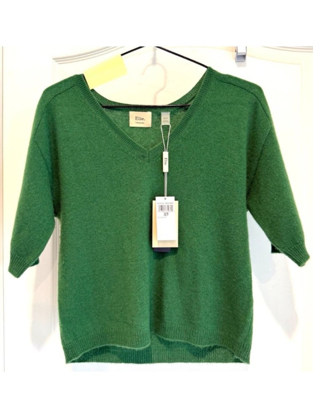 Elie Tahari Sleeve Cashmere Sweater Green Womens V Neck Sweater XS